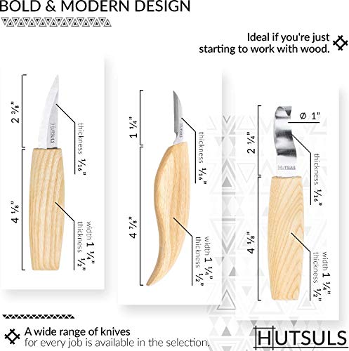 Hutsuls Wood Whittling Kit for Beginners - Razor Sharp Wood Carving Knife Set in Beautifully Designed Gift Box, Whittling Knife for Kids and Adults (8 Pieces) - color: ashwood