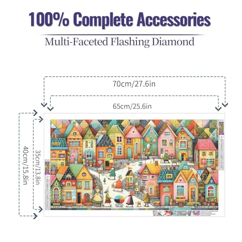 JATOK Large Diamond Art Kits for Adults, Full Round Drill Town 5D Diamond Painting Kits for Beginners, DIY Gem Art Crafts Picture for Gift Home Wall Decor, 40x70cm/15.7x27.5inch - color: Salmon