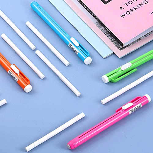 Outus 36 Pieces Eraser Pen Retractable Mechanical Include 6 Packs Eraser Pen and 30 Erasers Refill for School Office Painting Writing (Solid Color) - color: Solid Color