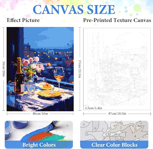 ZRIZQ Landscape Paint by Numbers Kit for Adults Beginner,City Scape,16x20 | Full set with wooden brushes,rolled canvas,rich paints.Calming activity.Beginner friendly.Just open and paint. - color: 16"X20"Rolled Canvas-Flowers 3