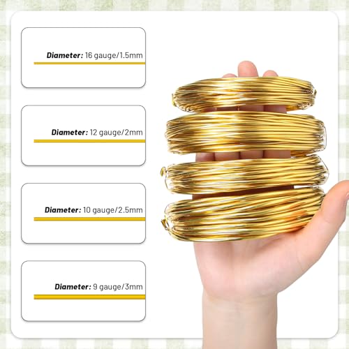 32 ft Golden Aluminum Craft Wire, 10 Gauge 2.5mm Bendable Armature Wire - color: Golden, size: 10 Gauge, 32 ft