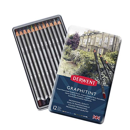 Derwent Graphitint Pencils, Metal Tin, 12 Count (0700802) - size: 1 Count (Pack of 12)