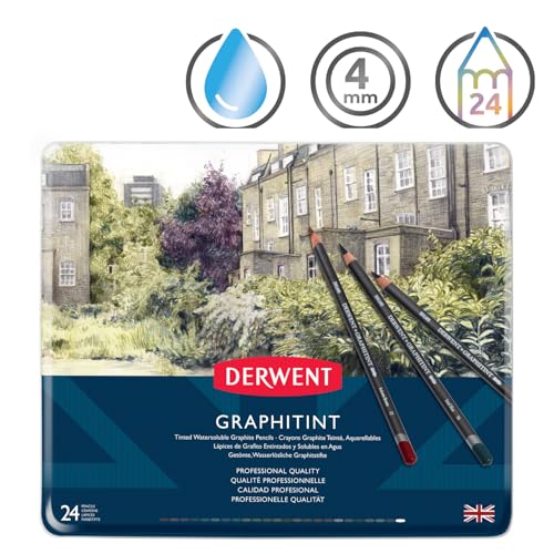 Derwent Graphitint Pencils, Metal Tin, 24 Count (0700803) - size: 1 Count (Pack of 24)