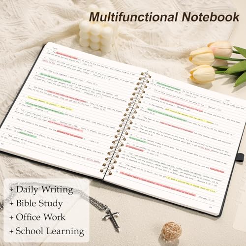 EMSHOI Lined Spiral Journal Notebook, 110 Numbered Pages, A4 (8.2" x 11.2") - color: Black, style: A4 Lined