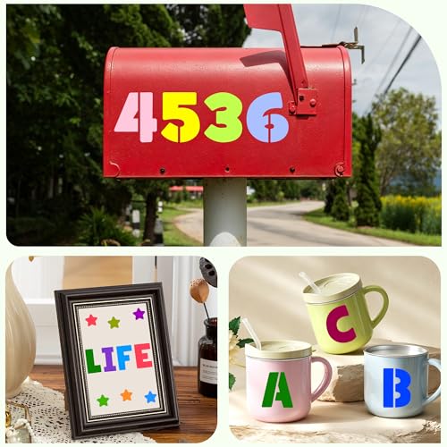 80Pcs Letter Stencils Reusable Alphabet and Number Stencil,3Inch&4Inch | Small Stencil Letters for Crafts,Letter Drawing Stencils,on Wall,DIY Art Project,Rock,Fabric,Chalkboard - size: 3Inch&4Inch