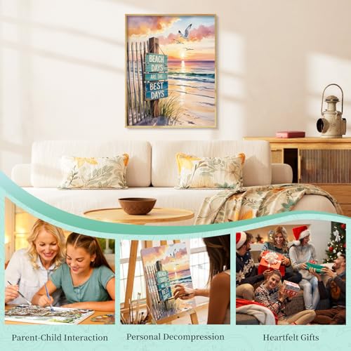 Paint by Numbers Kit for Adults, Beach DIY Acrylic Painting Kit, 16x20 Inch - color: CYOP1P01