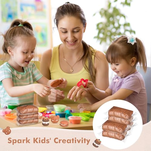 WinnerWhy 108 Pcs Air Dry Clay Bulk 38oz Air Dry Modeling Clay Soft DIY Ultra Light Modeling Clays Foam Magic Crafts for Sculpting Kids Gifts Party School Supplies for Crafts Artistic(Brown) - color: Light Brown