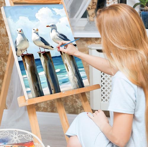 Bowetile Framed Paint by Numbers Seagull for Adults Beginners, Adults' Paint-by-Number Seagull Kits, Easy Adult Paint by Number Kits on Canvas, Acrylic Animals Number Painting for Home Decor, 8x12in - color: Seagull