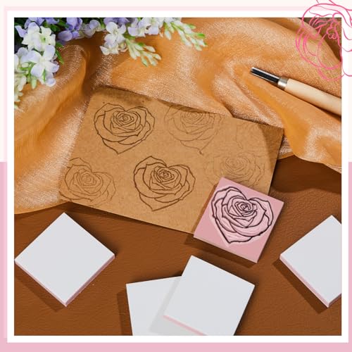 Frienda 24 Pcs 2" x 2" Rubber Carving Blocks Linoleum Blocks for Printmaking, Stamp Making, DIY Crafting, Scrapbook, Painting, Soft and Easy to Carve (White Pink) - color: White Pink