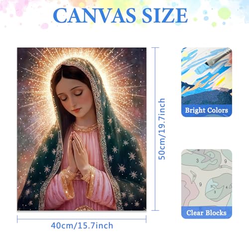 MIRCVSH Virgin Mary Paint by Numbers Kit for Adults,Oil Painting Art by Number Kits for Adult Beginners,DIY Acrylic Paintworks Art Craft for Home Wall Decor Without Frame 16x20 Inch. - color: MT22559