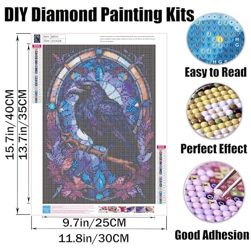 GMETINC Diamond Painting Kits for Adults, Crow DIY 5D Diamond Art Kits Full Drill Diamond Dots Paintings with Diamonds Gem Art and Crafts Home Decor 12x16inch - color: Style 5