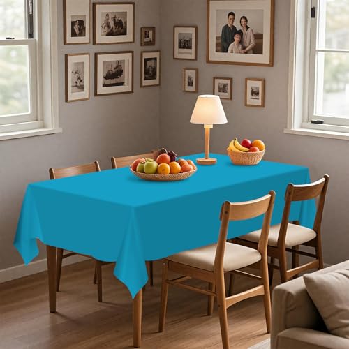 54IN X 320FT Plastic Table Cover Roll with Cutter Box, Cut to Size Plastic Table Cloths for Parties, Birthday, (Turquoise, 54"x3840"(Rectangular)) - color: Turquoise, size: 3840" x 54" (Rectangular)