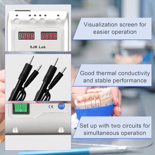 Dental Electric Waxer - SJK Wax Carving Pencil for Model Sculpting with Double Pens & 6 Wax Tips Dental Lab Equipment Wax Tools