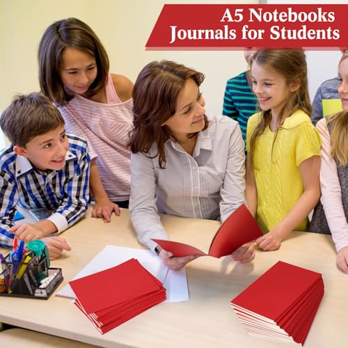 Mimorou 100 Pcs A5 Journals Notebooks Bulk,Red,Lined - color: Red, style: Lined