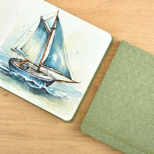 SEMLEART Watercolor Journal Sketchbook,8.3 * 8.3",140lb/300GSM Cotton Paper - size: 8.3×8.3in