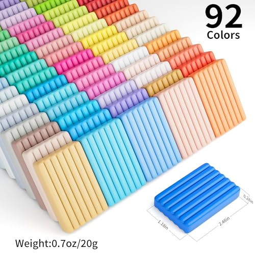 Aestd-ST Polymer Clay 92 Colors, Oven Bake Modeling Clay for Kids & Artists | Easy to Shape, Non-Sticky, Colorful, Portable Storage Box, 20 Sculpting Tools, Accessories, DIY Starter Kit for Kids & Adults - color: 92 Colors