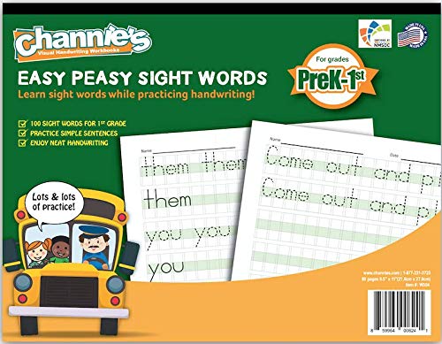 Channie’s Easy Peasy Alphabet, Numbers & Sight Words Workbook, Fun & Color-Coded Preschool, Kindergarten & 1st Grade Alphabet Tracing Book For Daily Writing Practice, 2 Pack - style: Easy Peasy Alphabet & Sight Words Workbooks