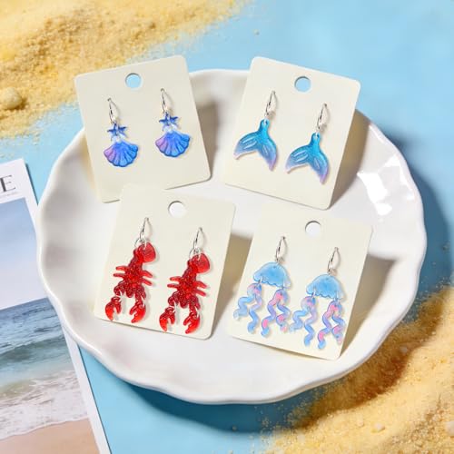 Resin Keychain Molds, Set of 4 Sea Life Key Chain Molds with Hole - color: 4 Pcs Ocean Resin Earring Molds