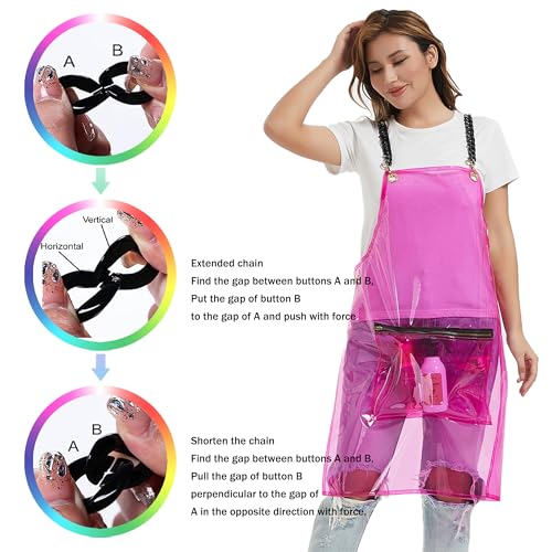 Hair Stylist Apron for Women - Waterproof Barber Nail Tech Apron Hairdresser Hairstylist Salon Aprons with Pocket - color: Pink