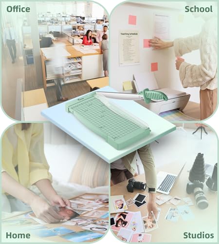 Firbon 12" Guillotine Paper Cutter with Hidden Ruler, Compact Paper Trimmer | 12-Sheet Capacity | Morandi | Dual Scale | Paper, Cardstock & Photo Trimming | Scrapbooking Craft | Office, Home & Studio Use - color: Morandi