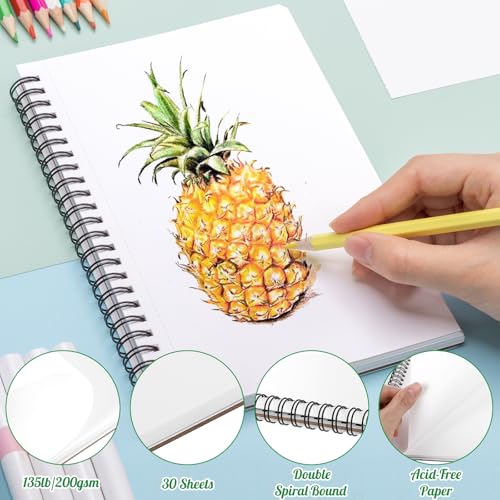 5.5 × 8.5 Inch Marker Paper Pad, 30 Sheets, 200gsm, Double-Sided | Bleedproof Acid-Free Paper, Smooth Surface, Spiral Bound, Tear-Off Pages, Works with Alcohol Markers, Pens & Acrylics - size: 5.5×8.5 Inch (1 Pack)