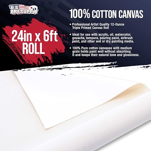 U.S. Art Supply 12-Ounce Triple Primed Gesso 24" Wide x 6' Long (2 Yards) - size: 24-Inch-x-2-Yards