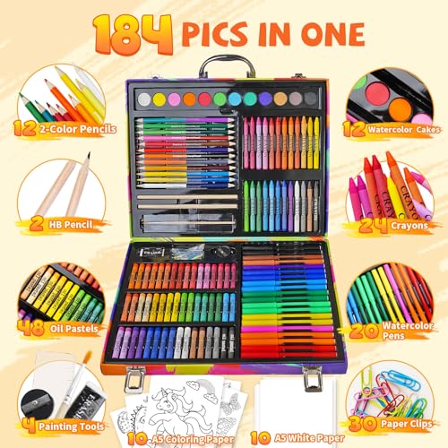 Cokiki Art Kits for Kids 6-12, 184 Piece Art Supplies Drawing Set - color: Color Splash