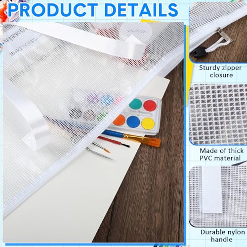 Reginary 10 Pcs Art Portfolio Bags 19x25, Waterproof PVC Zipper,White | Poster Storage Portfolios for Teachers Artists Students, Classroom Bulletin Board Supplies, Art Organizer, Protects Drawings - color: White