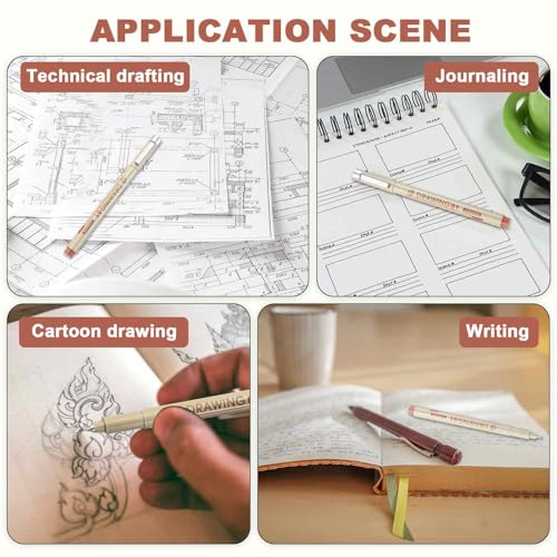 MECCANIXITY 03 Fineliner Ink Pens, 6Pcs 0.35mm Brown Micro Pens with Waterproof Archival Ink for Watercolor Sketching Cartoon Technical Drawing - style: 03#