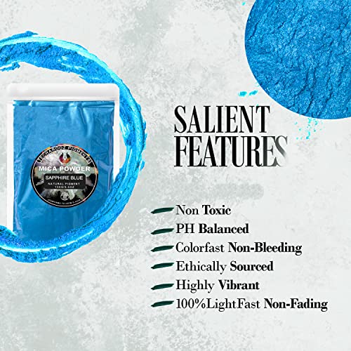 Sapphire Blue Mica Powder for Epoxy Resin 100g / 3.5oz. Sealed Bag- TECHAROOZ 2 Tone Resin Dye Color Pigment Powder for Lip Gloss, Nails, Colorant for Bath Bombs Soap Making Colorant & Much More - color: Sapphire Blue