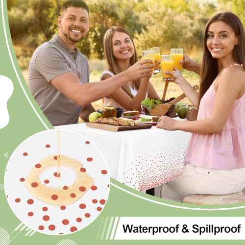 3 Packs Dot Disposable Table Cloth, 54 x 108 Inch Waterproof Tablecloth, Rectangle Plastic Rose Pink Dots in White Table Covers for Picnic, Birthday, Party and Back to School - color: Rose Pink in White, size: 54" x 108"