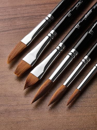 Watercolor Brushes Professional Set, 10 Artist Brushes Watercolor Paint Brushes, Golden Maple Sable Brush Paint Brushes-Round Tip, Flats, Dagger, Oval Wash for Detail Painting, Water Color, Gouache