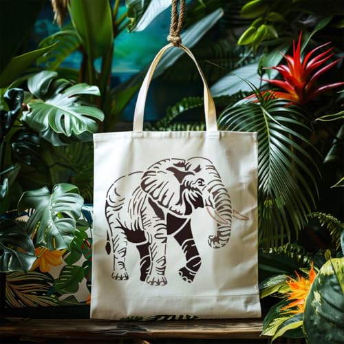 MAYJOYDIY 3Pcs African Elephant Stencils Mandala Elephant Painting Stencil 11.8×11.8/11.7×8.3inch Reusable Wildlife Drawing Template with Paint Brush for Craft on Window Wood Wall Home Decor - style: African Elephant