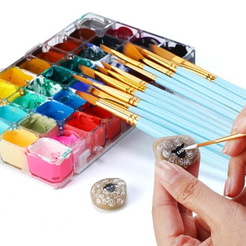 Transon Artist Paint Brush Set of 12 for Acrylic Watercolor Gouache Oil Craft Painting Blue - color: 12 Pcs Blue