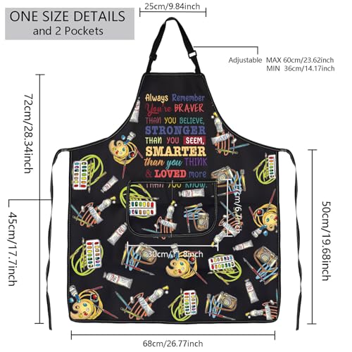 MBMSO Painting Artist Apron with Pockets Artist Painter Gifts Art Lover Gift for Art Teacher Student Painter Apron Waterproof - color: Braver Art Apron-b2