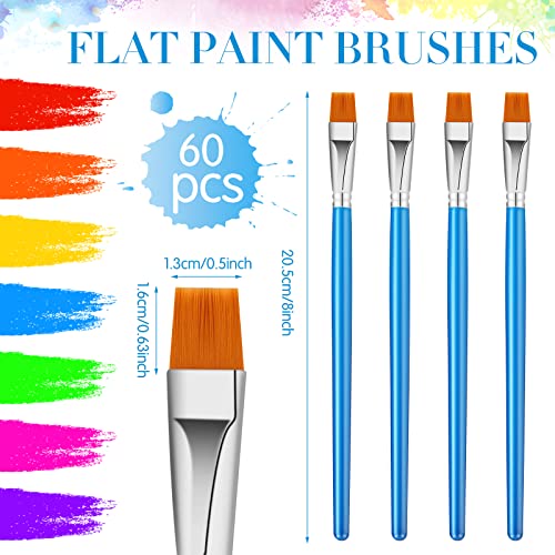Crtiin 60 Bulk 1/2 Inch Flat Paint Brushes for Acrylic Painting Large(Blue) - color: Blue, size: 1/2 Inch