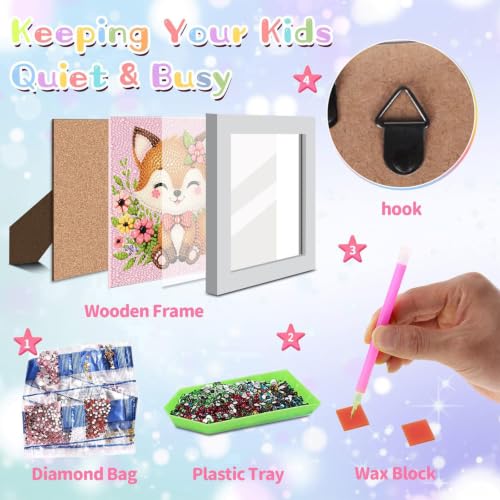 Fox Diamond Art Painting Kits for Kids with Frame Ages 4-8-12 (7x7 inch) - color: CC786