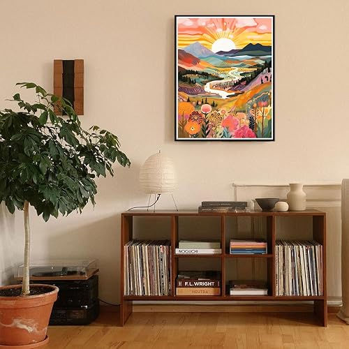 Diamond Art Painting Landscape-Diamond Art Kits for Adults 12x16inch | Sunrise 5D Diamond Painting,DIY Full Drill Diamond Art Sunrise Gem Painting and Crafts Includes All Tools - color: Sunrise, size: 12x16inch(Round diamond painting)