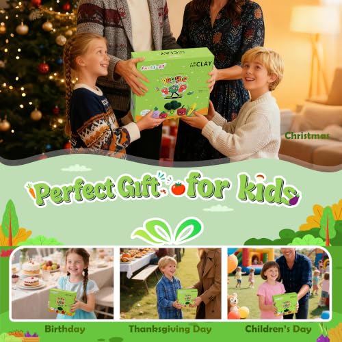 Aestd-ST Air Dry Clay Kit - Vegetable Theme, Modeling Clay for Kids | DIY Magic Clay with Tools and Tutorials, 12 Boxes Molding Clay, Ultra Light, Soft & Non-Sticky, Arts and Crafts Gift for Kids - color: Vegetable Theme