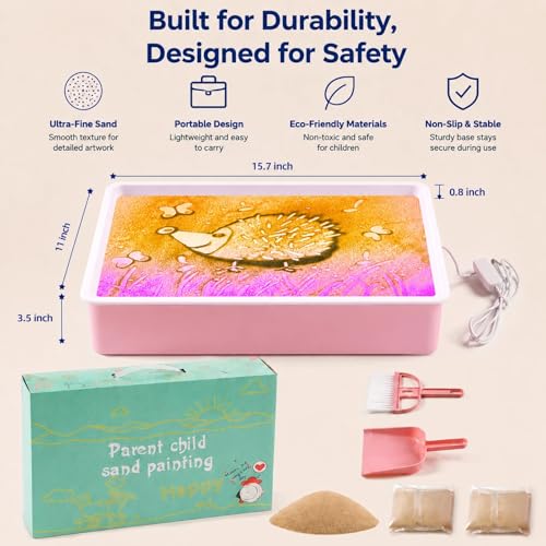 Portable Light Table for Kids, 16"Sand Painting Light Box With 3 Color Modes & 10-Levels, Sturdy Multi-Functional Art Tool for Teachers, Students & Autism Support, Ideal for Healing Spaces (Pink) - color: Pink 16"