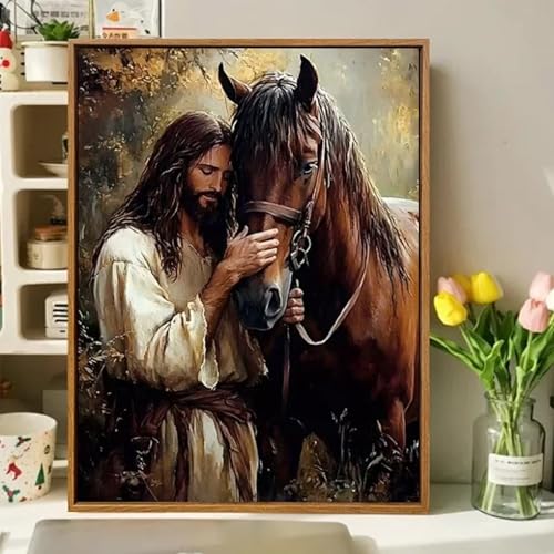 Paint by Numbers Kit for Adults, Adult Paint by Number Kits 16x20 Inch - color: Jesus and the Horse