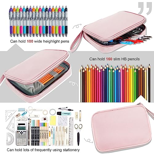 Big Capacity Storage Pouch Marker Pen Pencil Case Simple Stationery Bag Box Art Tool & Sketch Storage Boxes for Bullet Journal Middle High School Office College Student Girl Women Adult Teen - color: Ice Pink