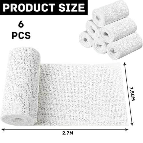 Plaster Gauze Bandage 6 Pack - Plaster Wrap Roll - Fast Setting Gauze Wrap Strips for Masks & Scenery - 2.95 Inch X 8.85 Feet