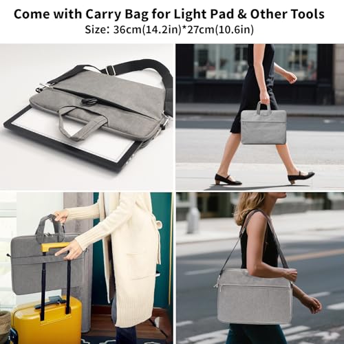 TOHETO Rechargeable A4 Light Board with Stand, Bag, Super Bright Magnetic Light Pad with Side Buttons, Wireless Light Box for Tracing and Drawing, Cordless Light Table for Diamond Painting, Sketching - color: Black, size: A4 with Stand and Bag