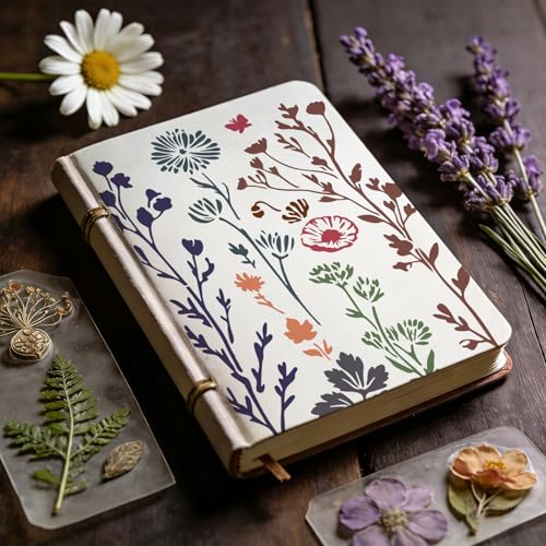 9pcs Flower Stencils for Painting Plant Patterns Drawing Stencils for Crafts Reusable Wildflower Templates Painting on Wood Wall Furniture Card Canvas Paper DIY Scrapbook - style: Wildflower