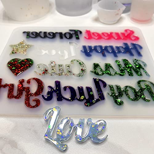 ZQYSIING Alphabet Resin Molds, Set of 2 Blessing Alphabet Keychain Molds - color: 2PCS Blessing Letter Molds