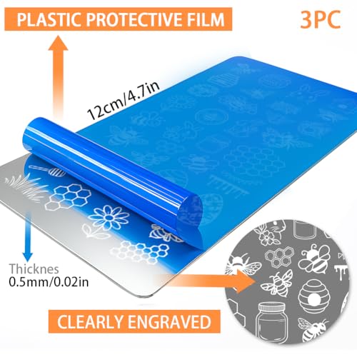 PH PandaHall 3pcs Bees Nail Stamping Plates Rabbit Honeybee Nail Art Templates Honeycomb Sunflower Nails Art Stencils Honey Pot Nails Design Stamp for Women Spring Easter Manicures Salon DIY Printing - style: Bees