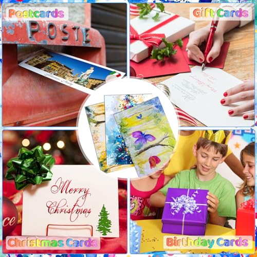100 Sets 4x6 Inch Watercolor Cards with Envelopes, 140 lb/300 GSM Watercolor Paper Cards, Watercolor Postcards Perfect for Making Wedding Invitation, Notecards, Thank-You and Christmas Card
