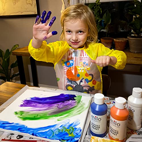 milo Kid's Washable Finger Paint Set of 8 Colors | 16 oz Bottles | Safe and Non-Toxic | Made in the USA | Art & Craft Paints for Kids, Toddlers, Pre School Supplies Painting Set for Children | Easy - style: Primary Set 8 x 16 oz