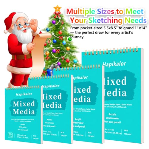 Mixed Media Sketchbook 9"x12" Multimedia Sketchbook, 30 Sheets Sketch Book | Top Spiral Bound Sketch Book, 98lb/160gsm Mixed Media Paper, Watercolor Paper Sketch Pads for Drawing, Painting, Art Supplies - size: 9" x 12"